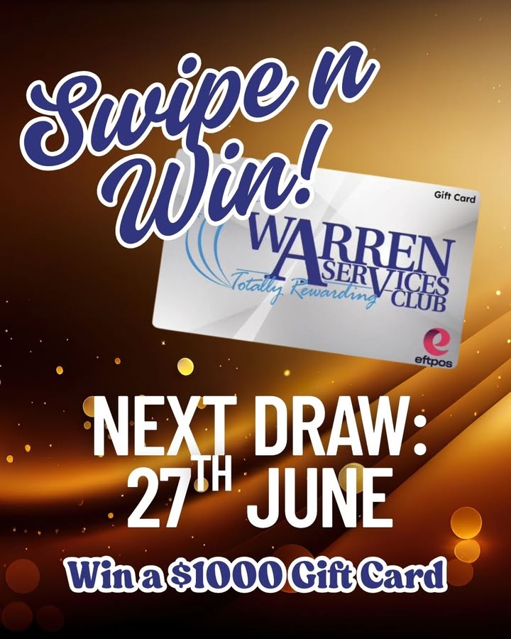 Featured image for “Maximise Your Chances to Win: $1000 Gift Card Giveaway at Warren Services Club”