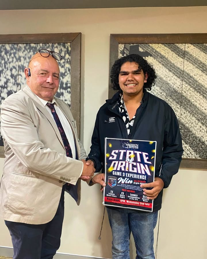 Featured image for “Jerome Wins State of Origin Package: Celebrating Success at Warren Services Club”