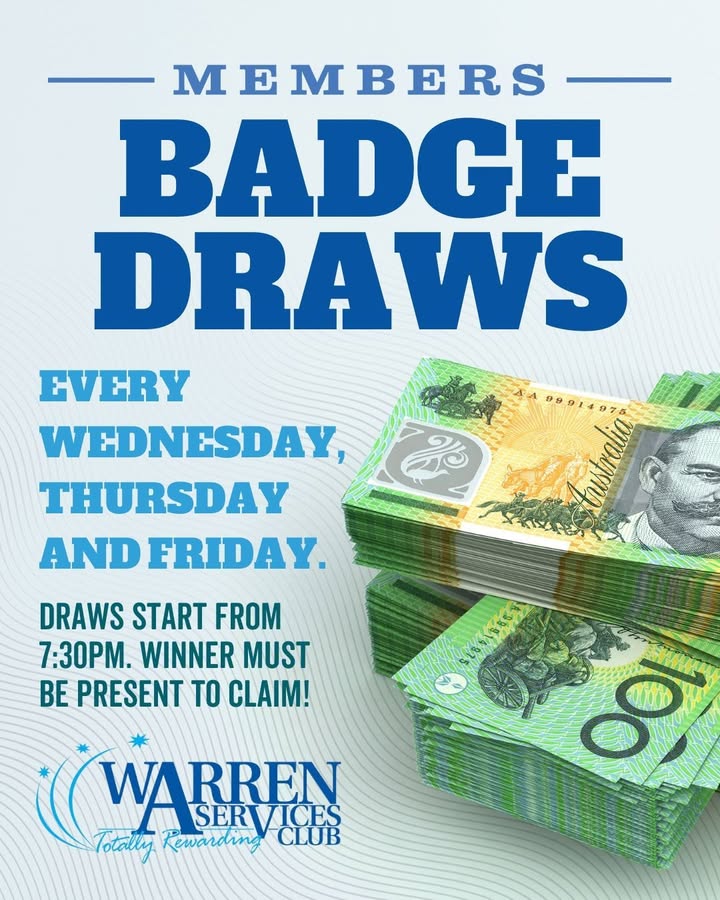 Featured image for “Big Cash Prizes Await: Member Draws at Warren Services Club”