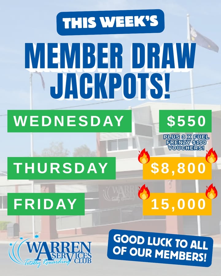 Featured image for “This Week’s Jackpots at Warren Services Club”