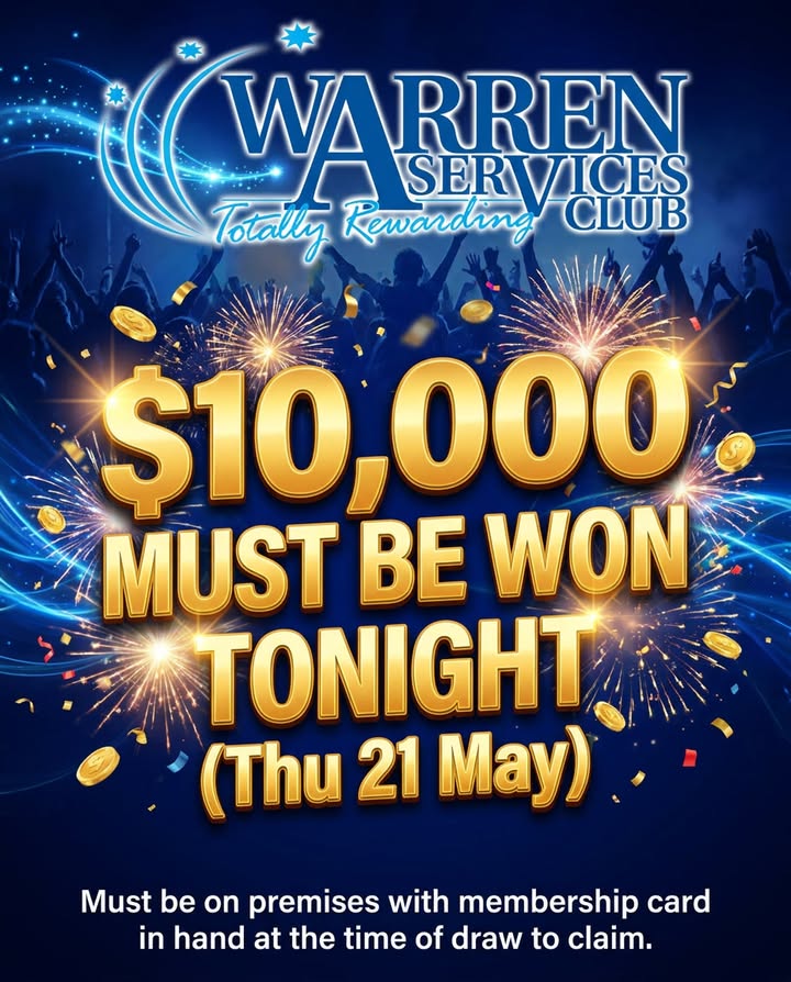 Featured image for “$10,000 Members Draw Tonight at Warren Services Club”