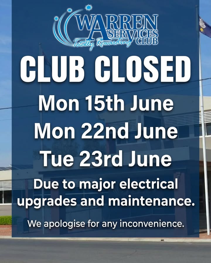 Featured image for âClub Closed for Electrical Upgrades – Warren Services Clubâ