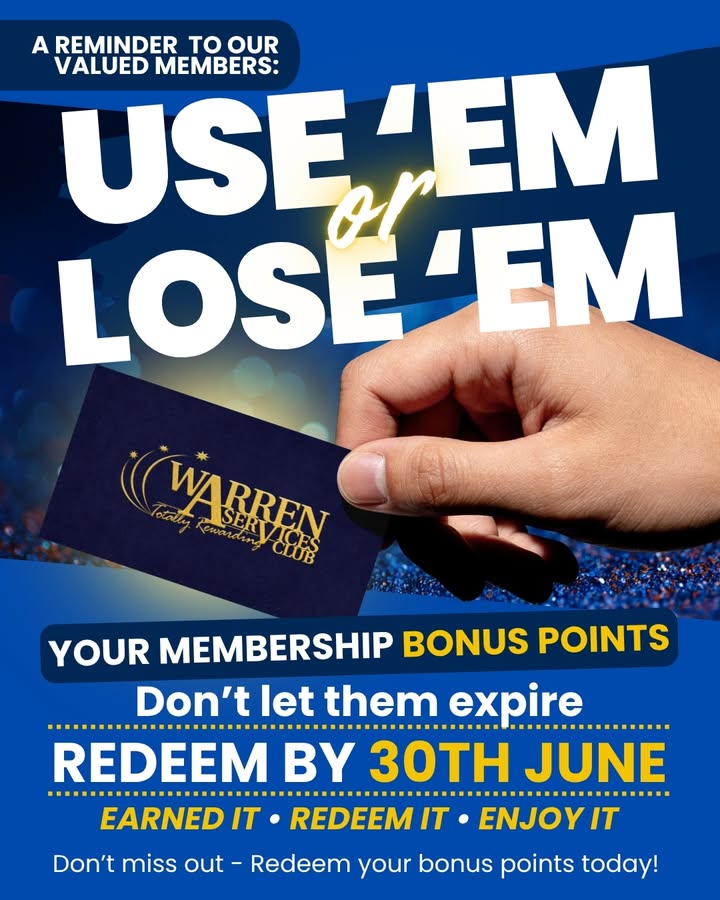 Featured image for “Use Your Club Bonus Points at Warren Services Club”