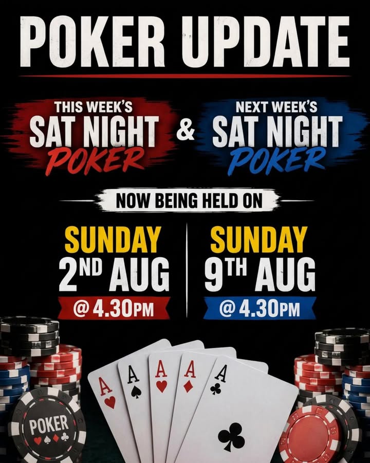 Featured image for “Saturday Night Poker Moved to Sundays at Warren Services Club”